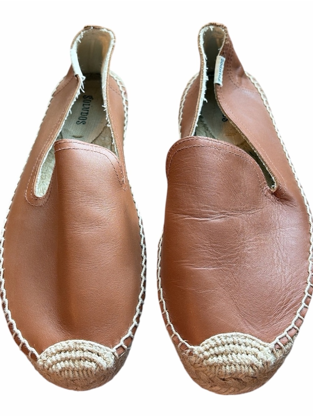 Soludos Tan Leather Espadrille Slip-On Size 8
